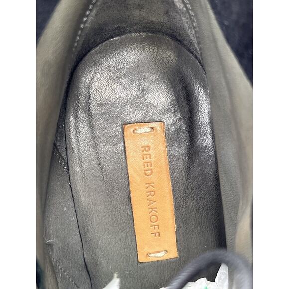 Reed Krakoff Black Suede & Grey Taupe Leather Zipper Wedge Boots Shoes 39/8.5 - Picture 7 of 16